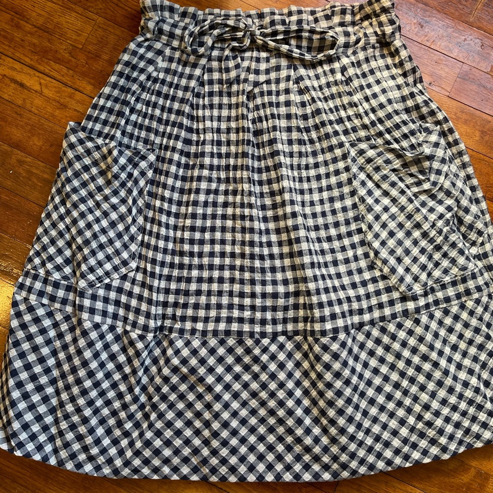 SEA New York Gingham Checkered Skirt With Tie